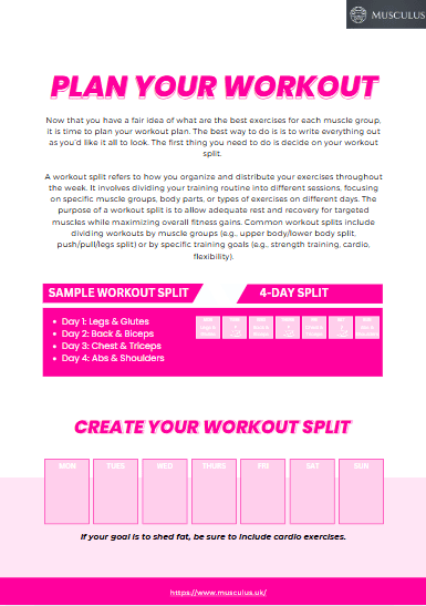 womens workout chart, fitness, demo videos, planner, journal, plan your workout, mental health, improvement